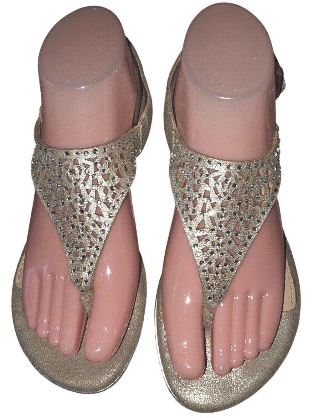 Women's Solanz Silver Rhinestone Cutout Sandals Shoes Size 7 Dazzle All Sparkly